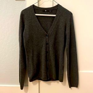 Uniqlo +J charcoal grey cashmere cardigan sweater, size XS